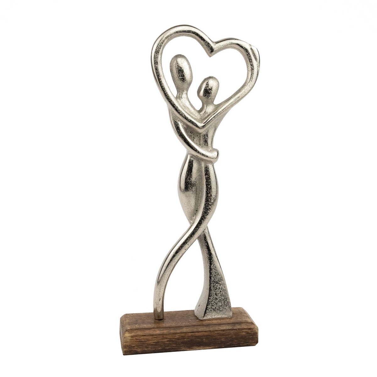 Сувенир Влюбленная пара (металл/дерево), H29x12,5х5см, серебряный в интернет-магазине флористических аксессуаров Азалия Декор