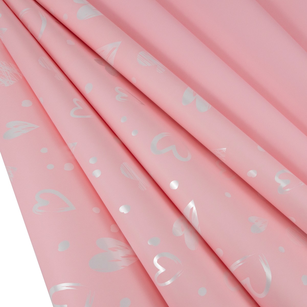 Пленка Сердечки 65мкр, 58 см 10 м, розовый в интернет-магазине флористических аксессуаров Азалия Декор