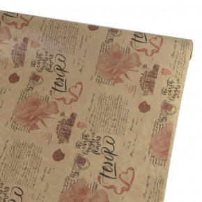 Бумага упаковочная крафт Эстер 40гр, 72 см 10 м, натуральный/красный в интернет-магазине флористических аксессуаров Азалия Декор