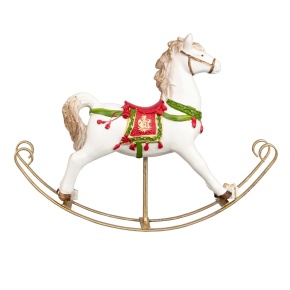 Сувенир Лошадка (полирезин), H18x21x5см, белый/красный в интернет-магазине флористических аксессуаров Азалия Декор