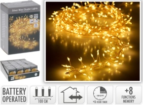 Гирлянда светодиодная, 100 ламп, тепл. бел. свет, работа от батареек (не в комплекте), шнур 50см, прозрачн. в интернет-магазине флористических аксессуаров Азалия Декор