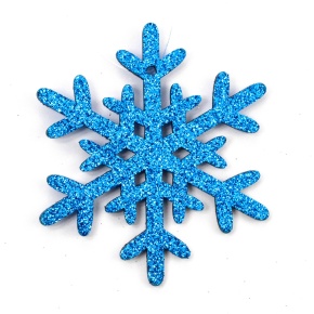 Украшение подвесное Снежинка с глиттером (дерево), 8х8см, син. в интернет-магазине флористических аксессуаров Азалия Декор