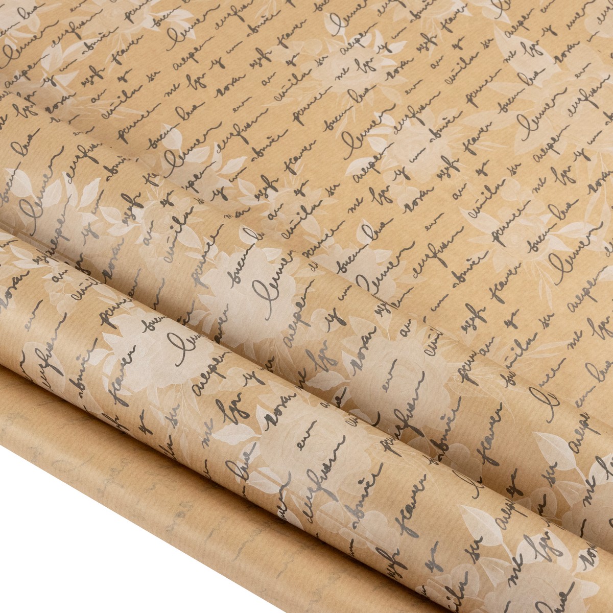 Бумага упаковочная крафт Розы 40гр, 72 см 10 м, натуральный/белый в интернет-магазине флористических аксессуаров Азалия Декор