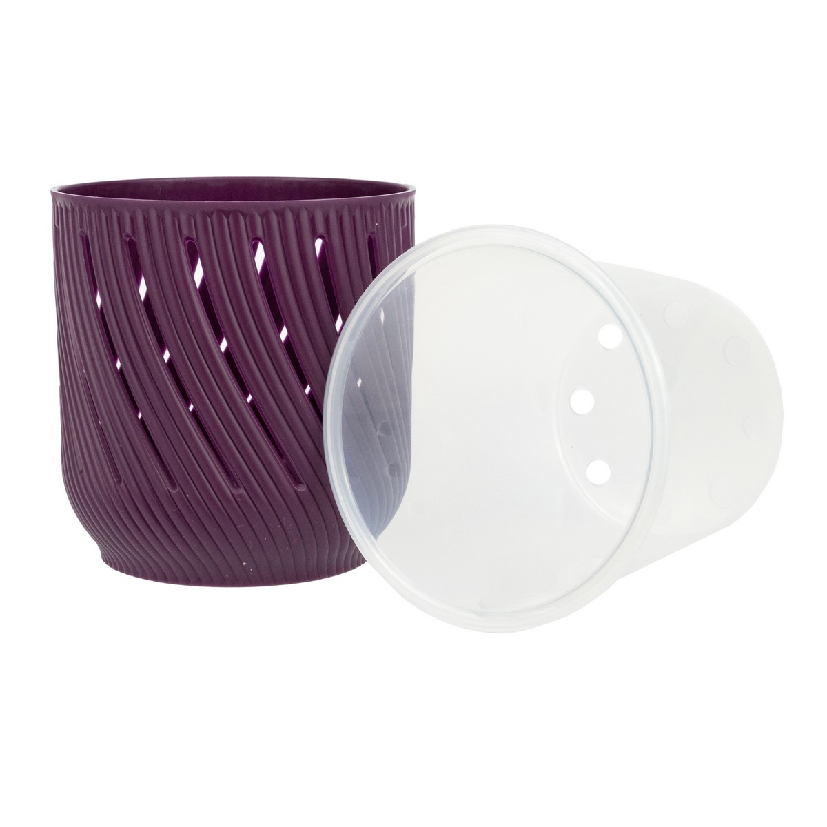 Кашпо Флер со вставкой (пластик), D17xH17,5см, 3,1л, бордовый в интернет-магазине флористических аксессуаров Азалия Декор