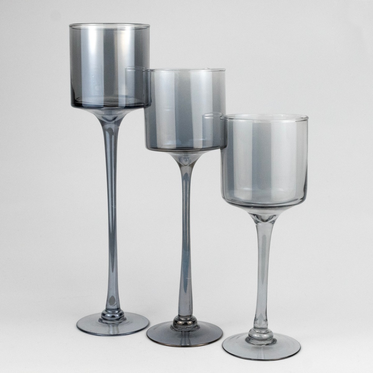 Набор ваз Бокал 3шт. (стекло), Н35/30/25см, серебр. в интернет-магазине флористических аксессуаров Азалия Декор