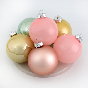 Набор шаров 6 шт. в тубе (стекло), D8см, голубой/розовый в интернет-магазине флористических аксессуаров Азалия Декор