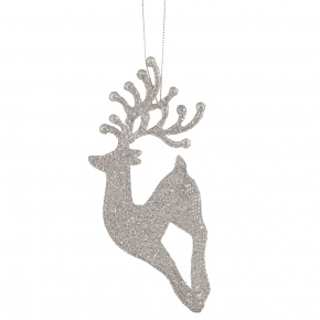 Украшение подвесное Олень (пластик), 17,5x8,5см, серебр. в интернет-магазине флористических аксессуаров Азалия Декор