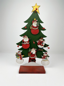 Украшение подвесное Санта/Снеговик (дерево), Н13х7,5см, в асс., красный/белый в интернет-магазине флористических аксессуаров Азалия Декор