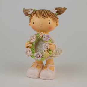 Сувенир Девочка с веночком (полирезин), H14x9,5х8см, розовый в интернет-магазине флористических аксессуаров Азалия Декор