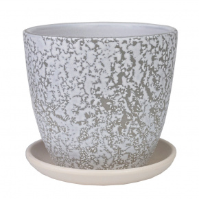 Цв. горшок с поддоном Маджента (керамика), D15xH13,5см, 1,4л, белый в интернет-магазине флористических аксессуаров Азалия Декор