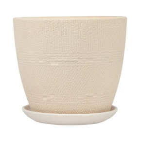 Цв. горшок с поддоном Деним (бетон), D21xH18см, 4л, белый в интернет-магазине флористических аксессуаров Азалия Декор