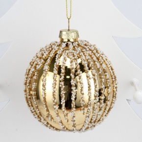 Украшение подвесное Шар (стекло), D8см, золотой в интернет-магазине флористических аксессуаров Азалия Декор