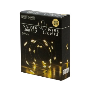 Гирлянда светодиодная, 100 ламп, тепл. бел. свет, работа от батареек (не в комплекте), шнур 10см, прозрачн. в интернет-магазине флористических аксессуаров Азалия Декор