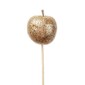 Яблоко с глиттером на вставке, D5x50см,  золотой в интернет-магазине флористических аксессуаров Азалия Декор