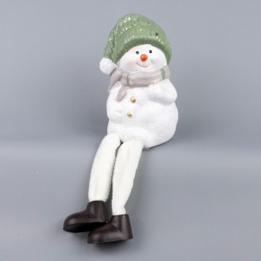 Сувенир Снеговик сидящий (керамика), Н10х6х5,5см, белый в интернет-магазине флористических аксессуаров Азалия Декор