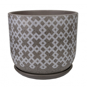Цв. горшок с поддоном Кросс (керамика), D19xH15,5см, 2,9л, серый в интернет-магазине флористических аксессуаров Азалия Декор