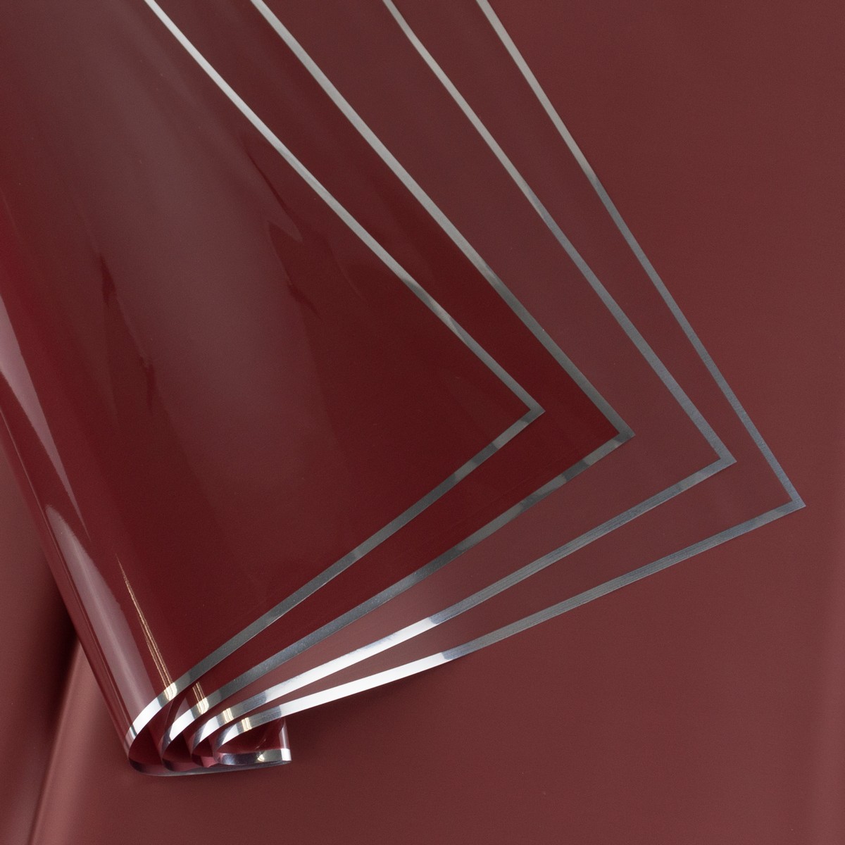 Пленка с каймой Серебро 45мкр, 20 листов, 57х57см, бургунди в интернет-магазине флористических аксессуаров Азалия Декор