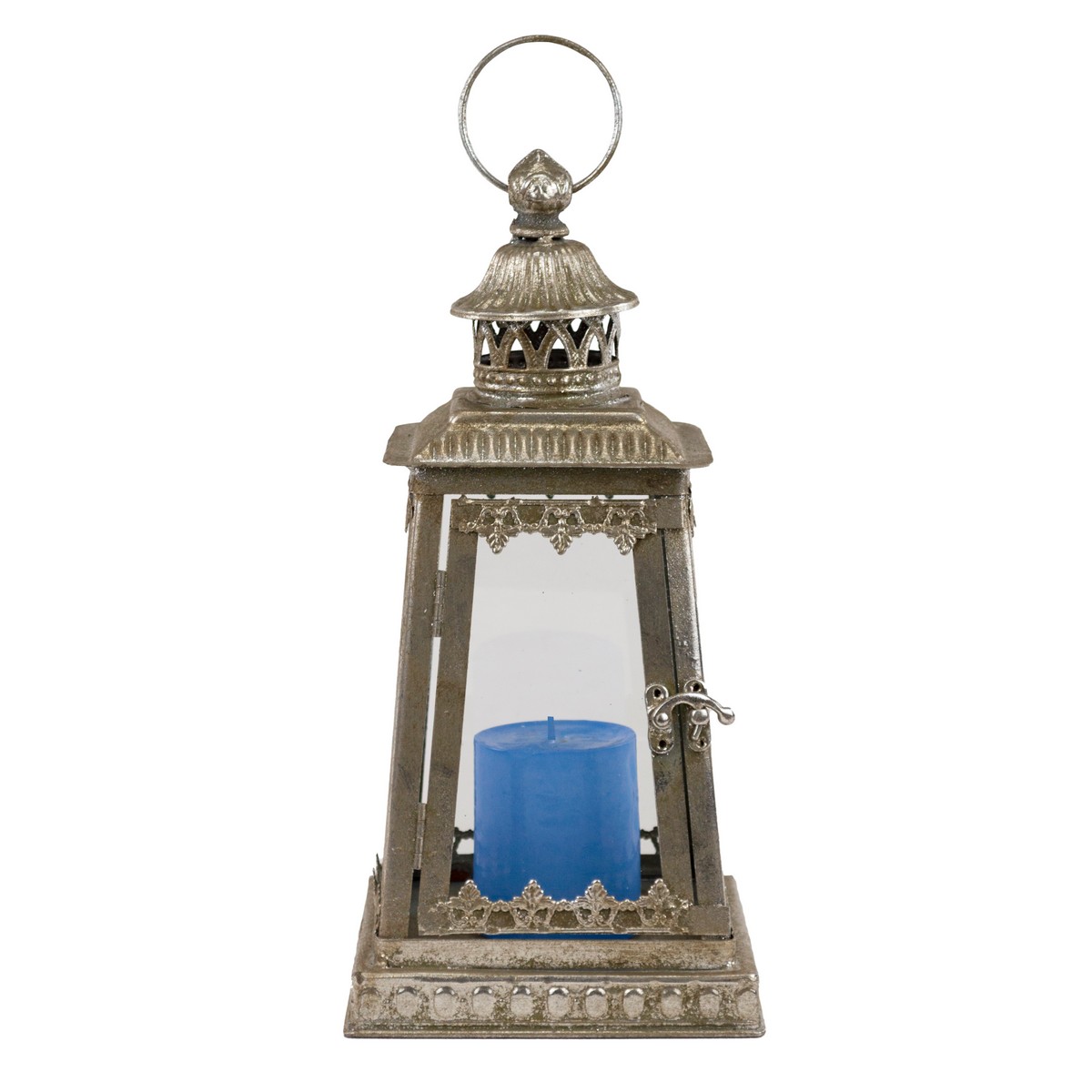 Фонарь (металл/стекло), 15,5х15,5хH32см, серебряный в интернет-магазине флористических аксессуаров Азалия Декор