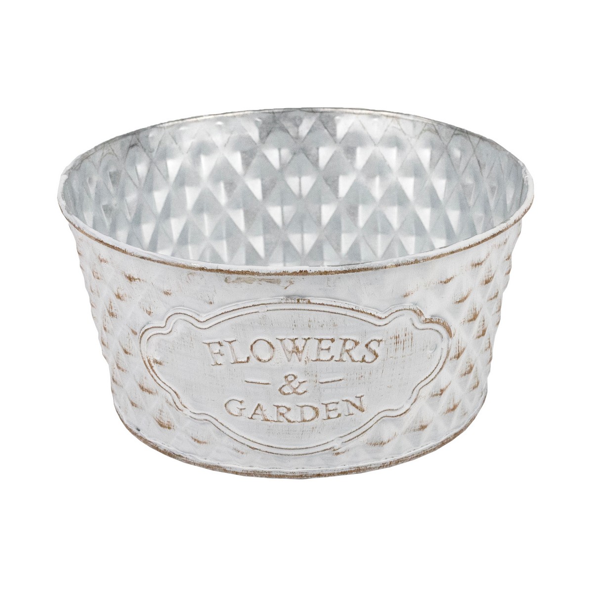 Кашпо (металл), D16xH8см, белый в интернет-магазине флористических аксессуаров Азалия Декор