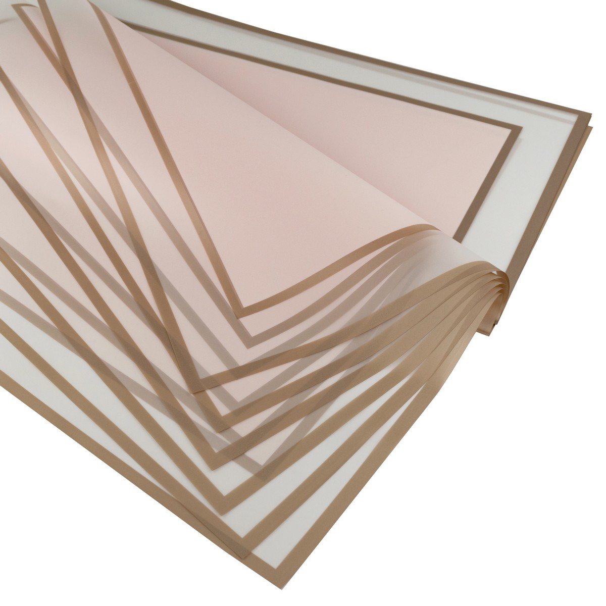 Пленка матовая с каймой 50мкр, 20 листов, 58х58см, светло-розовый в интернет-магазине флористических аксессуаров Азалия Декор