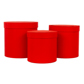 Набор коробок подарочных круглых 3шт., D19,5xH19см, красный в интернет-магазине флористических аксессуаров Азалия Декор