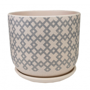 Цв. горшок с поддоном Кросс (керамика), D19xH15,5см, 2,9л, белый в интернет-магазине флористических аксессуаров Азалия Декор