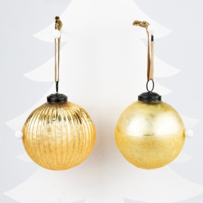 Украшение подвесное Шар (стекло) , D10см, в асс., золотой в интернет-магазине флористических аксессуаров Азалия Декор