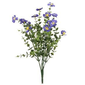 Зелень с цветами на вставке, 34см, зеленый/фиолетовый в интернет-магазине флористических аксессуаров Азалия Декор