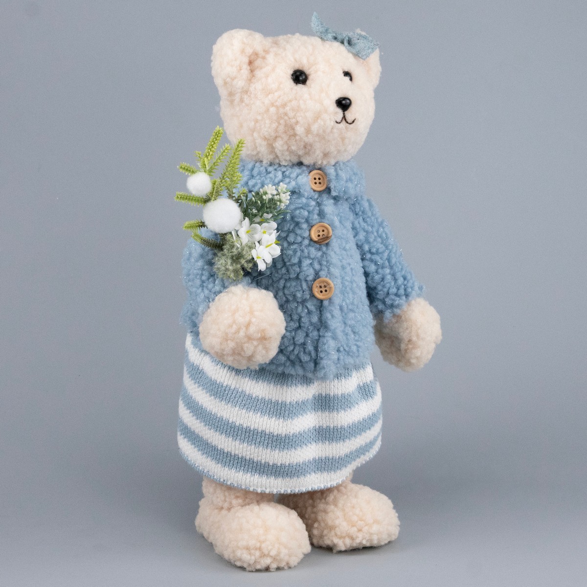 Сувенир Медвежонок Девочка, Н37х19х17см, голубой в интернет-магазине флористических аксессуаров Азалия Декор