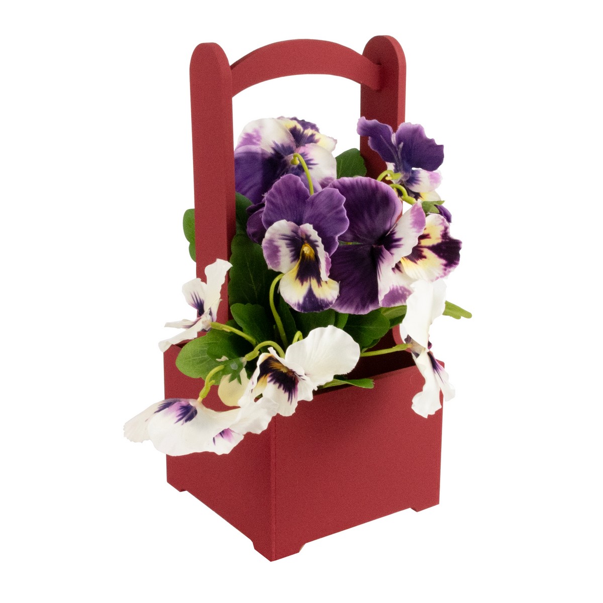 Корзина (дерево), 14х14х30см, бордовый в интернет-магазине флористических аксессуаров Азалия Декор