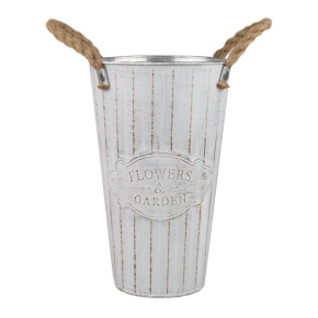 Вазон с ручками (металл), D18xH25см, белый в интернет-магазине флористических аксессуаров Азалия Декор