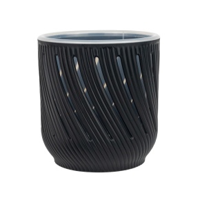 Кашпо Флер со вставкой (пластик), D12,5xH13см, 1,3л, антрацитовый в интернет-магазине флористических аксессуаров Азалия Декор