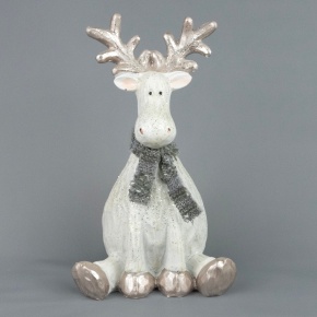 Сувенир Олень сидящий (полирезин), Н21х13х10см, серый в интернет-магазине флористических аксессуаров Азалия Декор