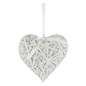 Сердце плетеное подвесное (ива), 25x25см, белый в интернет-магазине флористических аксессуаров Азалия Декор