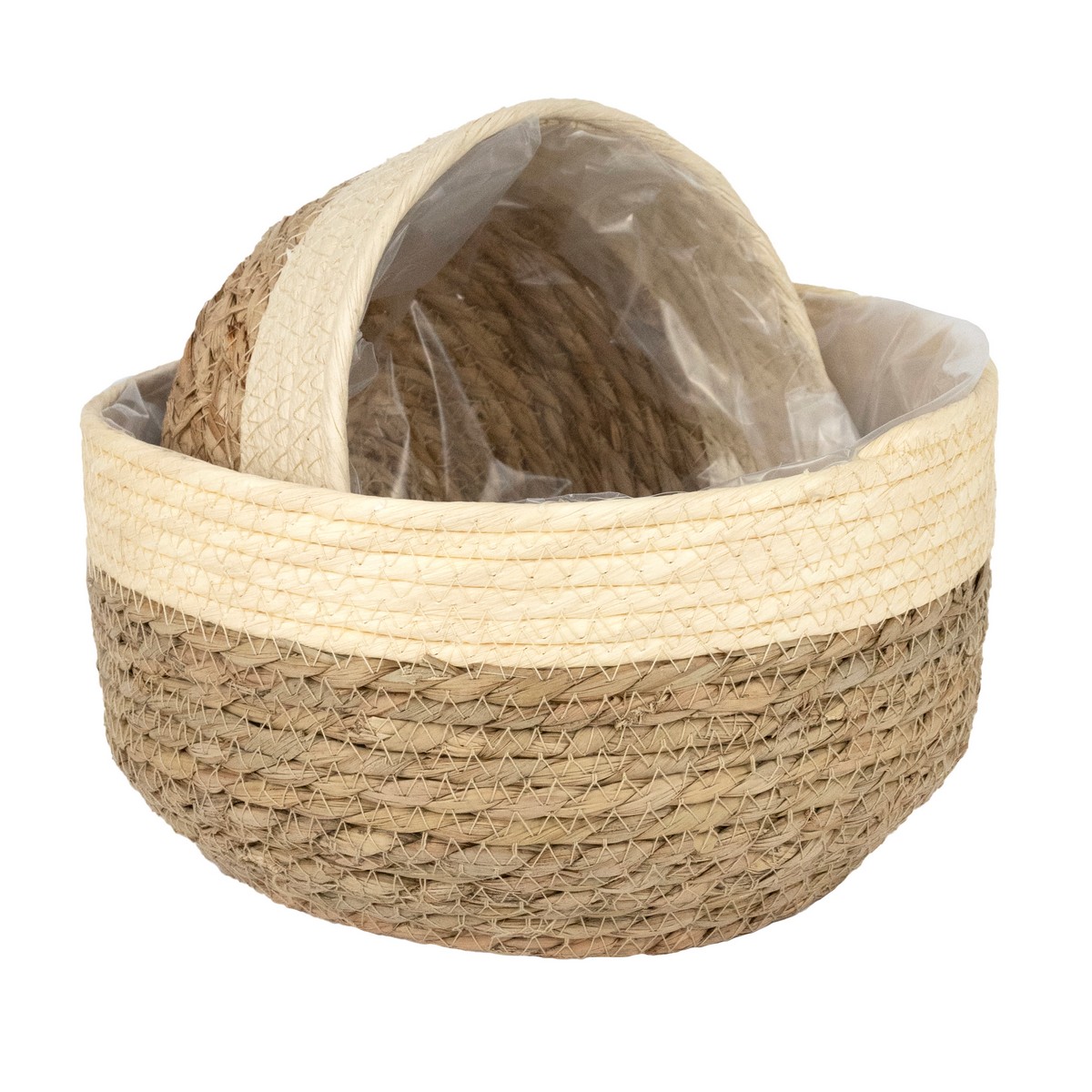 Набор кашпо плетеных 2шт. (растительный материал),  D24,5xH13см, натуральный в интернет-магазине флористических аксессуаров Азалия Декор