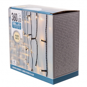 Гирлянда светодиодная Занавес 1200х52см, 360 ламп, тепл. бел. свет, шнур 3м, зел. в интернет-магазине флористических аксессуаров Азалия Декор