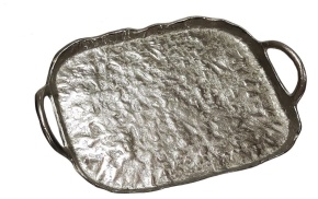 Поднос (металл), 40x26xH4см, серебряный в интернет-магазине флористических аксессуаров Азалия Декор