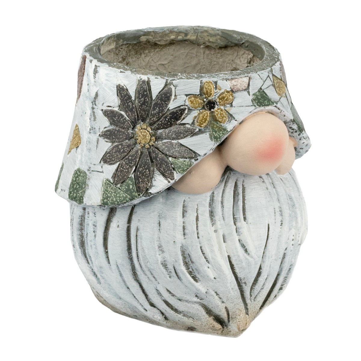 Кашпо Гном (керамика), D22xH22см, серый в интернет-магазине флористических аксессуаров Азалия Декор