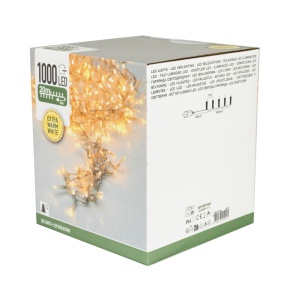 Гирлянда светодиодная 20м, 1000 ламп, тепл. бел. свет, шнур 3м, прозрачн. в интернет-магазине флористических аксессуаров Азалия Декор