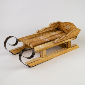 Сувенир Санки (дерево), 34х14х11см, коричневый в интернет-магазине флористических аксессуаров Азалия Декор