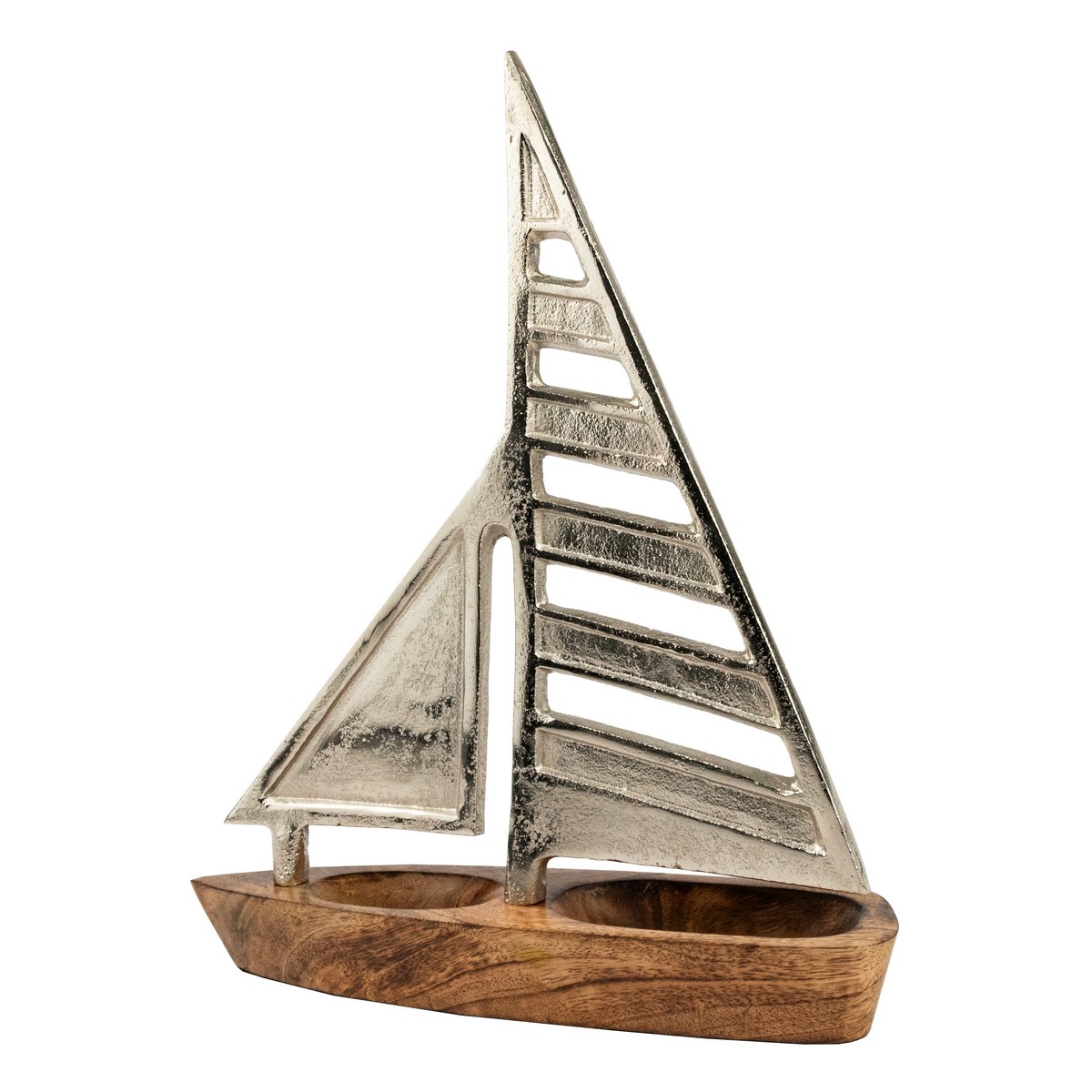 Сувенир Корабль (металл/дерево), H34,5x24х6,5см, серебряный в интернет-магазине флористических аксессуаров Азалия Декор