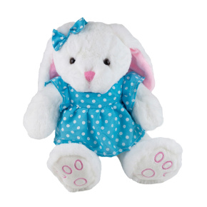Игрушка м/н Зайка в платье, 27см, бел./гол. в интернет-магазине флористических аксессуаров Азалия Декор