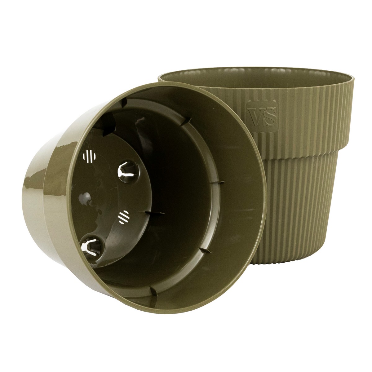 Кашпо со вставкой Алемар (пластик), D21,5xH19,5см, 4,8л, зеленый в интернет-магазине флористических аксессуаров Азалия Декор