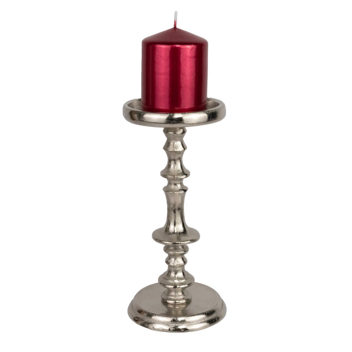 Подсвечник (металл), D12xH26,5см, серебряный в интернет-магазине флористических аксессуаров Азалия Декор