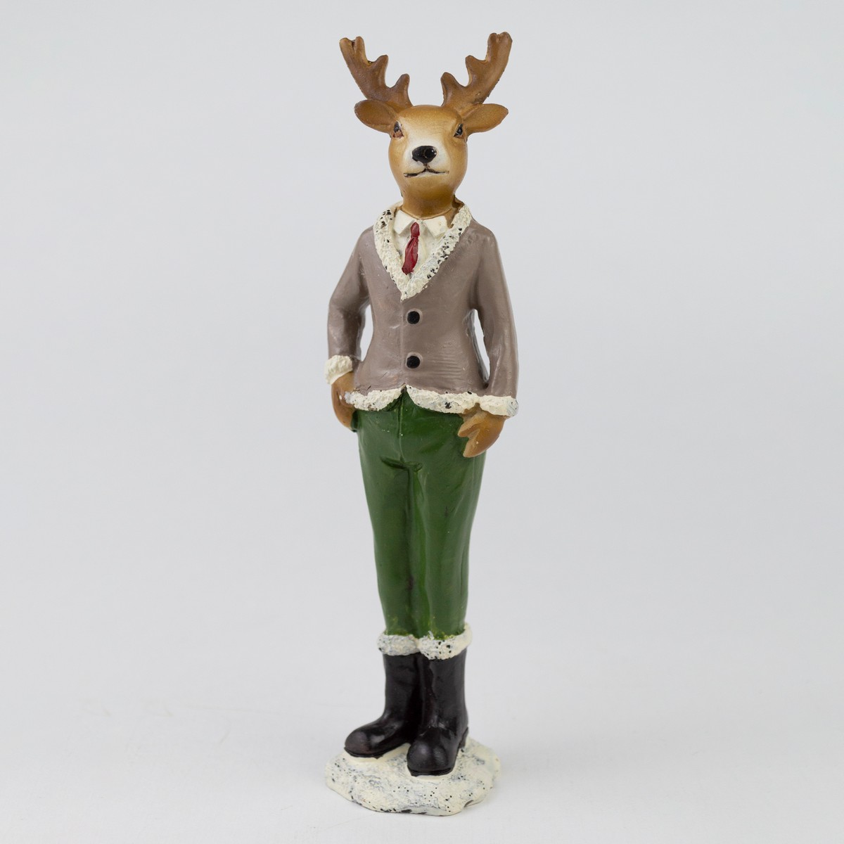 Сувенир Олень мальчик/девочка (полирезин), H15,5x4,5x3,5см, в асс.,  коричневый в интернет-магазине флористических аксессуаров Азалия Декор