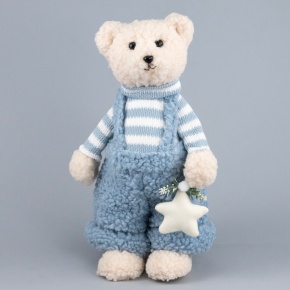 Сувенир Медвежонок Мальчик, Н37х19х17см, голубой в интернет-магазине флористических аксессуаров Азалия Декор
