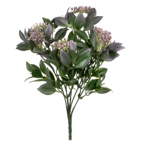 Зелень с ягодами на вставке, 30см, зеленый/розовый в интернет-магазине флористических аксессуаров Азалия Декор