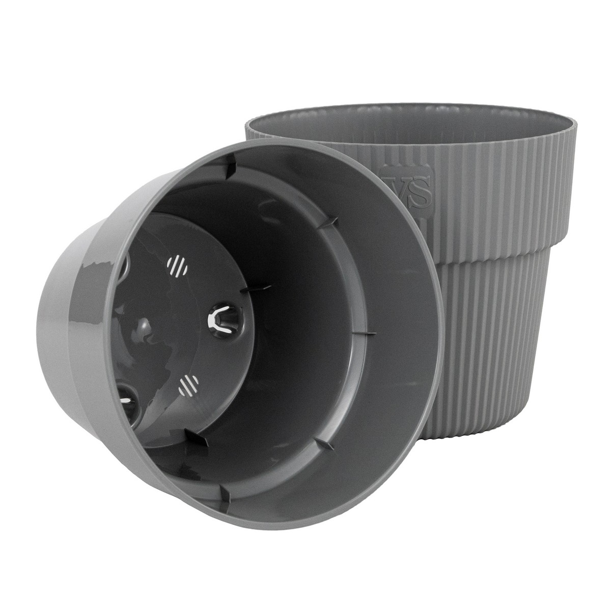 Кашпо со вставкой Алемар (пластик), D21,5xH19,5см, 4,8л, серый в интернет-магазине флористических аксессуаров Азалия Декор