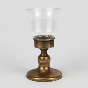 Подсвечник (металл/стекло), D8xH15,5см, золотой в интернет-магазине флористических аксессуаров Азалия Декор