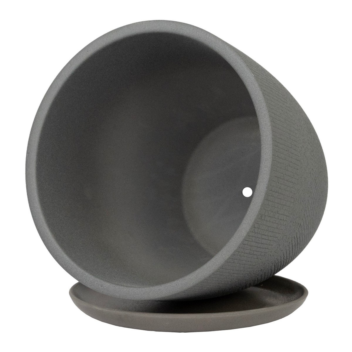 Цв. горшок с поддоном Деним (бетон), D25xH23см, 8л, серый в интернет-магазине флористических аксессуаров Азалия Декор